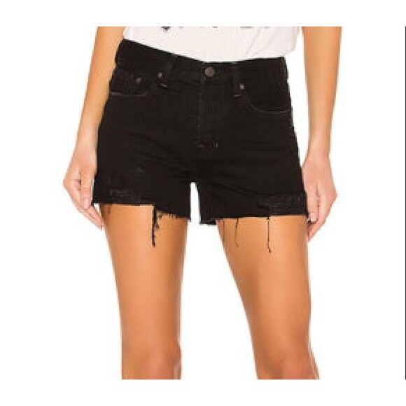 We The Free Denim Cut Off Mid Rise Shorts Black 25